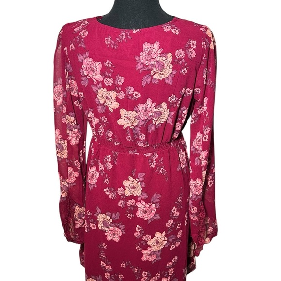 Oak and Trellis Sweetheart Midi Dress with Lace Trim Long Sleeve Size M NWT - Picture 4 of 6